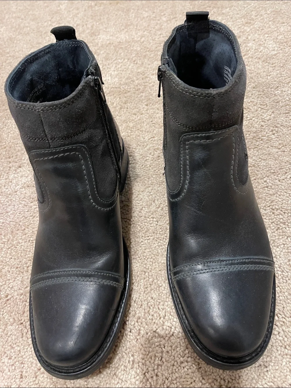 Men's Black Leather Zip Ankle Boots